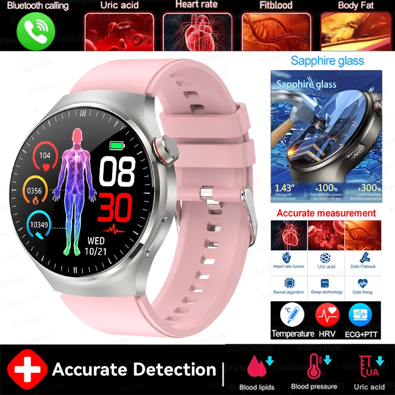 2025 New Blood Lipids Uric Acid Blood pressure Smart Watch Men ECG+PPG Fitness Tracker Clock Heart Rate Bluetooth call Smartwatc