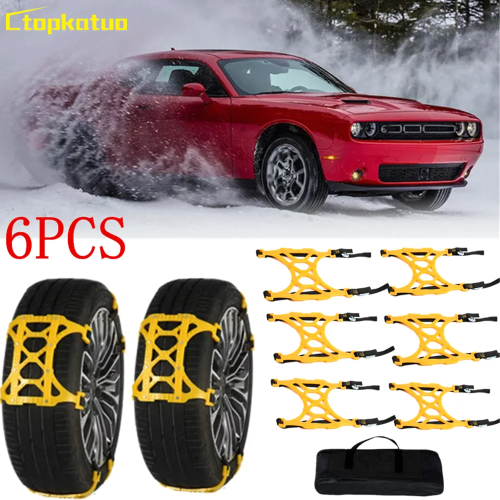 

6PCS Winter Thickened Car Snow Tire Motorcycle Car Anti-Skid Belt for SUV Truck Tire Emergency Mud Tyre Wheels Snow Chains Tool