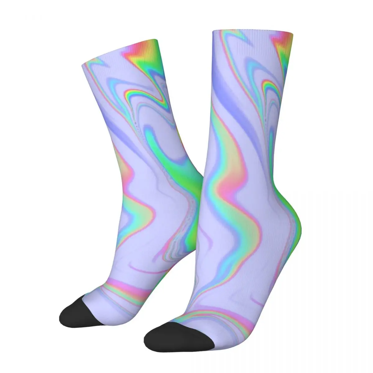 Hip Hop Vintage Aesthetic Glitch Vaporwave Background Crazy Men's Socks Rainbow Gradient Colorful Harajuku Pattern Crew Sock