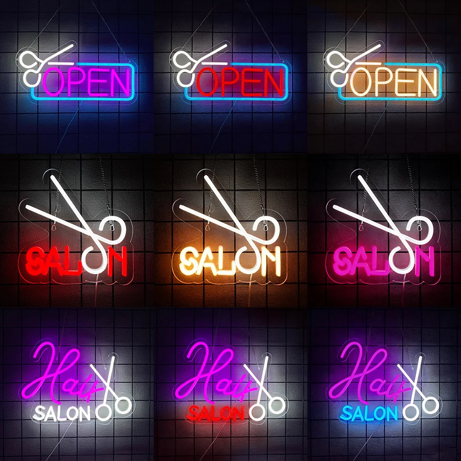 Hair Salon Neon Sign,Business Neon Lights LED Sign for Wall Decor,Haircut Neon Sign for Barber Shop Beauty Room Salon Decor