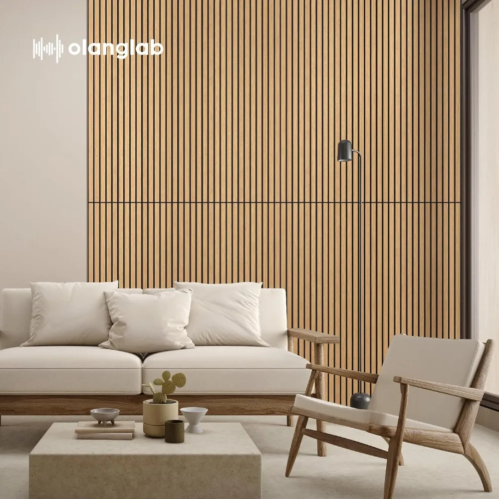 Paneles de pared acústicos de chapa de madera, paquete de 6, paneles de pared absorbentes de sonido de 23,6 × 47,2 para decoración de paredes interiores, roble frío