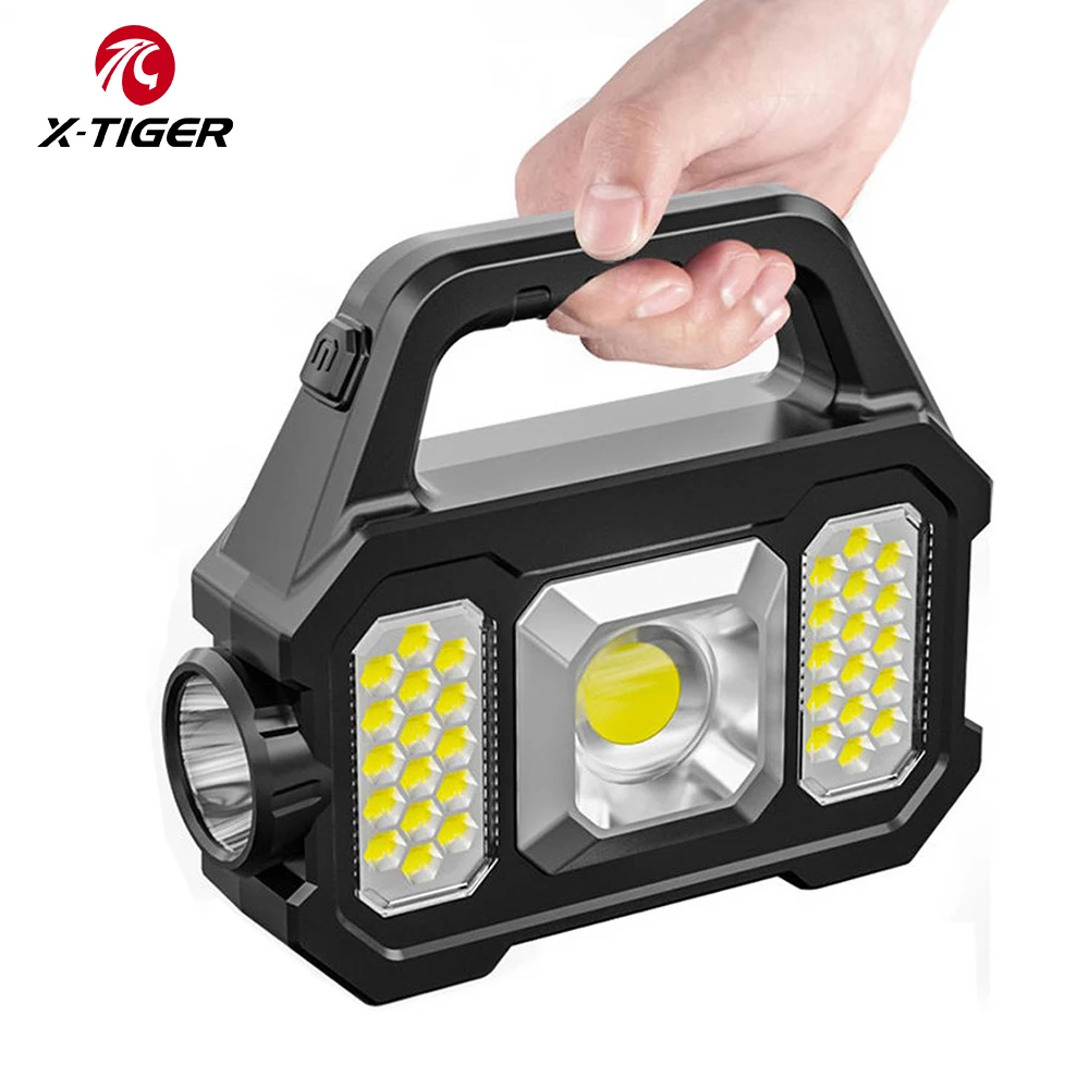 

X-TIGER 6 Gear COB/LED Torch Light Powerful Lantern Solar Light 170*145*45mm Flashlight for Camping Hiking Tactical Equipment