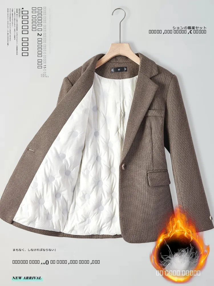 

Утепленное шерстяное пальто-жакет для женщин: повседневное, зимнее, теплое, премиум-класса, для работы, на пуговицах