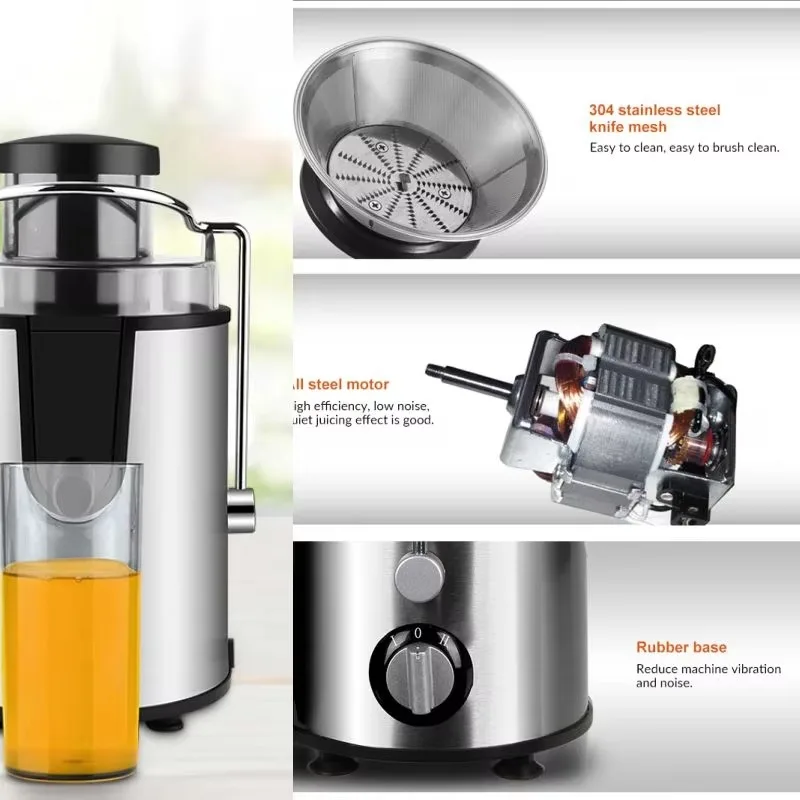 الكهربائية الفولاذ المقاوم للصدأ فم كبير متعدد الوظائف متغير السرعة التجارية المنزل الباردة الصحافة الفاكهة آلة استخراج العصير بطيئة