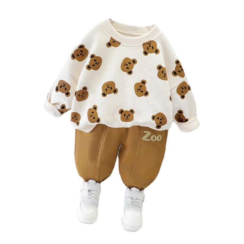 New Autumn Baby Clothes For Boys Children Girls Cute Cartoon T-Shirt Pants 2Pcs/Se Toddler Casual Costume Infant Kids Tracksuits