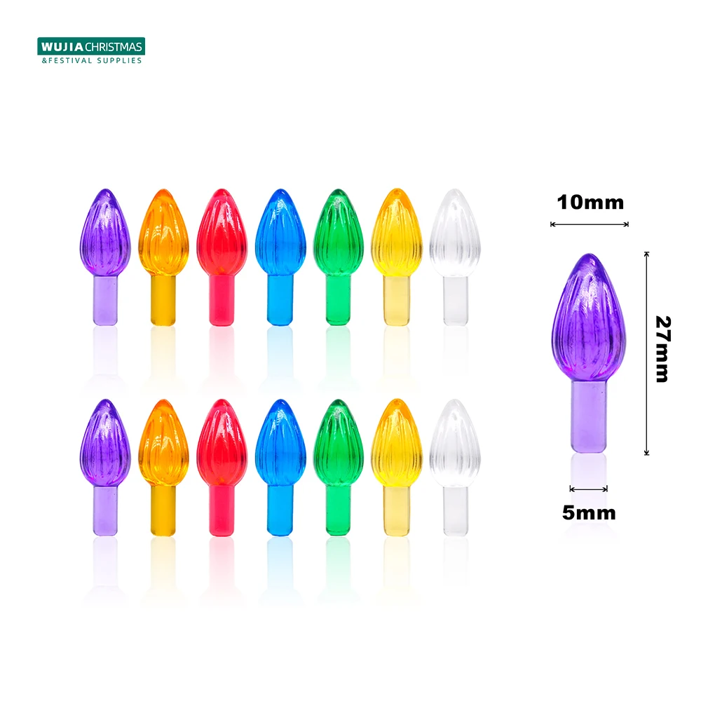 50pcs Replacement Plastic Light Bulbs Flame Shape Ceramic Tree Multicolor Medium Twist Light Ornaments New Year Party Home Decor