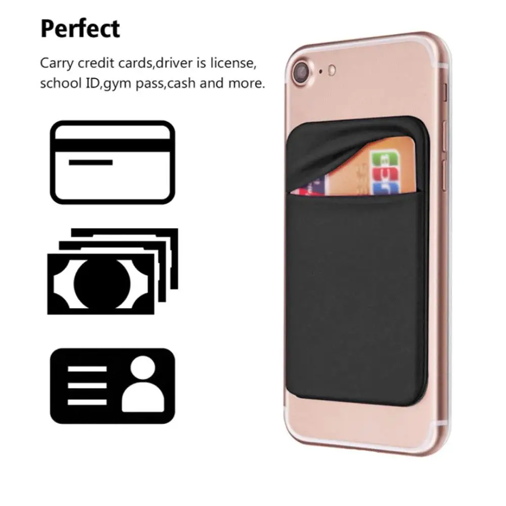 1PC Fashion Elastic Cloth Cell Phone Card Holder Mobile Wallet Phone ID Adhesive Sticker Card Case Credit Pocket Holder I9G9