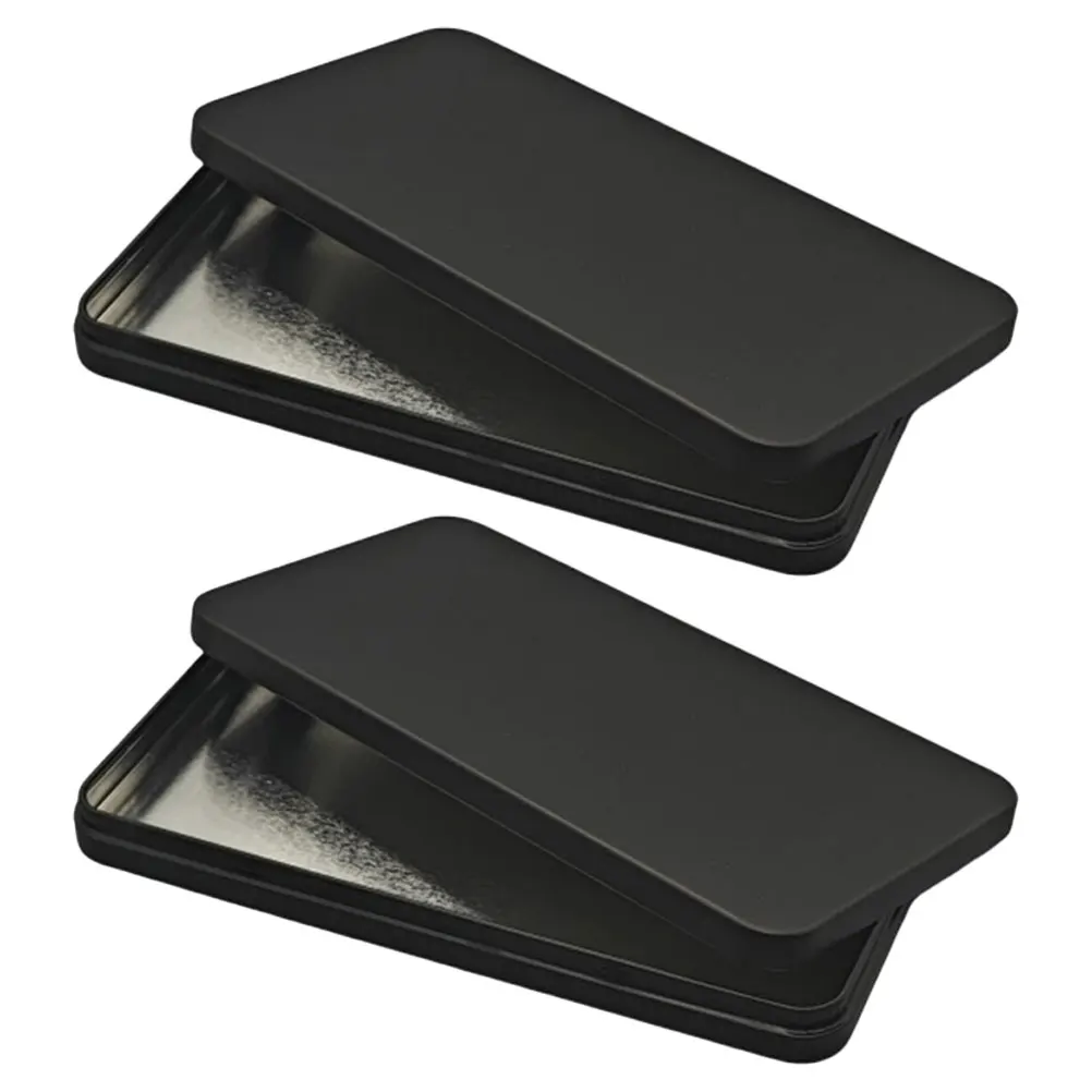 2pcs Cash Organizer Metal Holder Rectangular Black Tray for Money Storage Coin Box Lid with Key Check Voucher Keeper