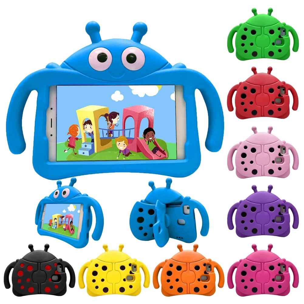 Tablets Cover For Kindle Fire HD8 HD 8 2016 2017 2018 Cute Cartoon 3D Beetle Kids Case capa fundas