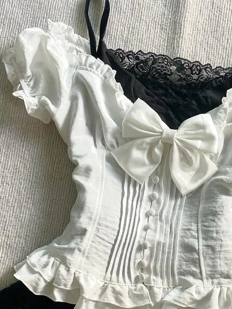 オリジナル Y2K レトロ白シャツ スリムフィット 半袖 夏 ファッション 最高品質の綿混紡 通勤スタイル ショート丈