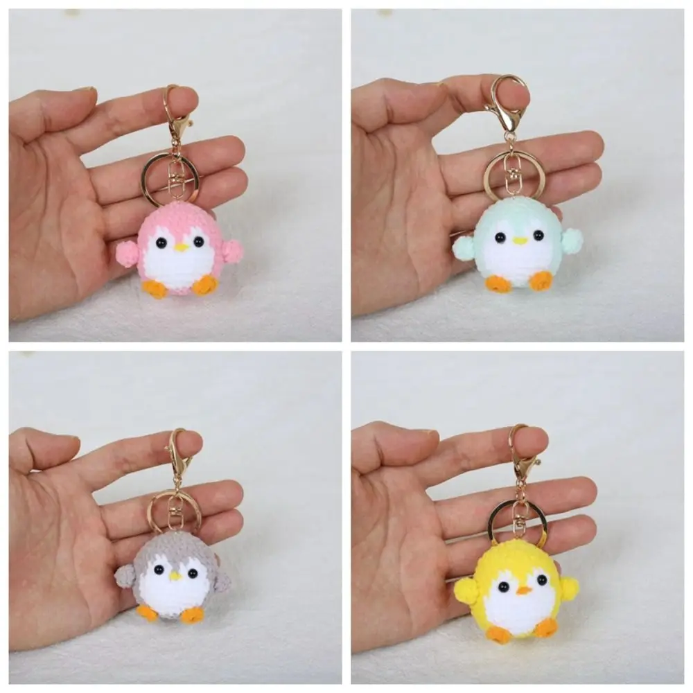 Children Handmade Penguin Keychain Cartoon Animal Soft Wool Crochet Keychain Cute Mini Knitted Pendant Bag Charm
