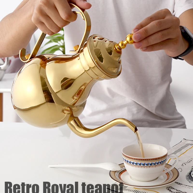 Long-billed Palace Vintage Kettle Tea Kettle with Filter Stainless Steel Teapot Restaurant for Stainless Steel Hotel