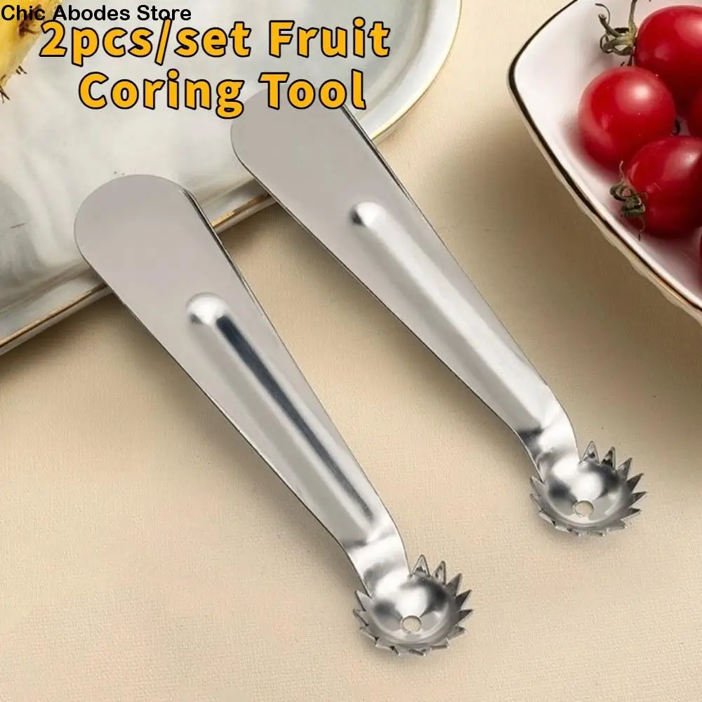 

2pcs/set Stainless Steel Tomato Corer Tool Stem Remover Mini Strawberry Corer Portable Vegetable Corer Kitchen Gadgets