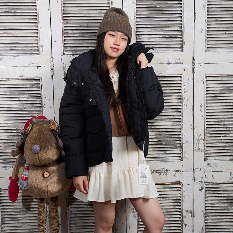 

Зимняя утепленная хлопковая куртка для женщин: модное пальто с капюшоном, теплая верхняя одежда в корейском стиле, свободный крой, длинный рукав