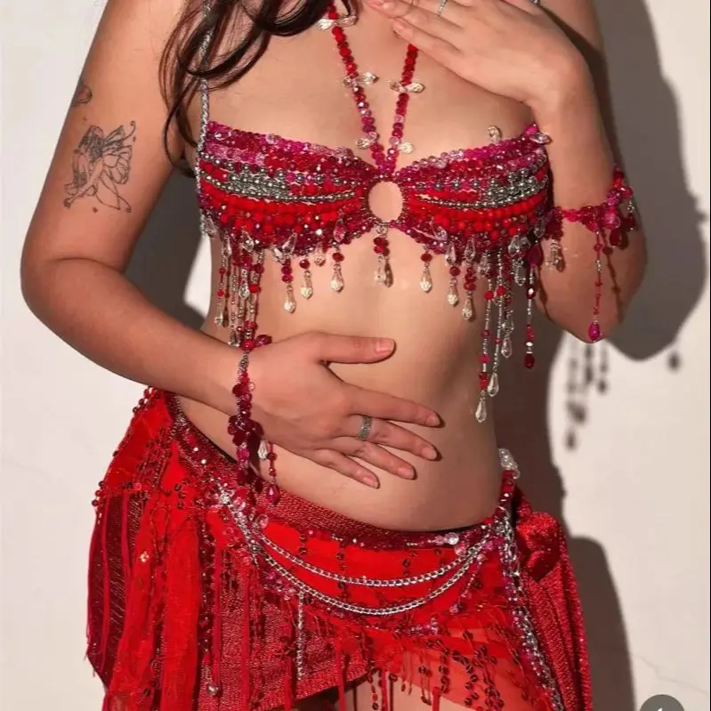 ยุโรปและอเมริกา Handmade Beaded Bra สําหรับผู้หญิง,สไตล์โบฮีเมียนปรับ Body Chain, ฤดูร้อนวันหยุด Openwork Top