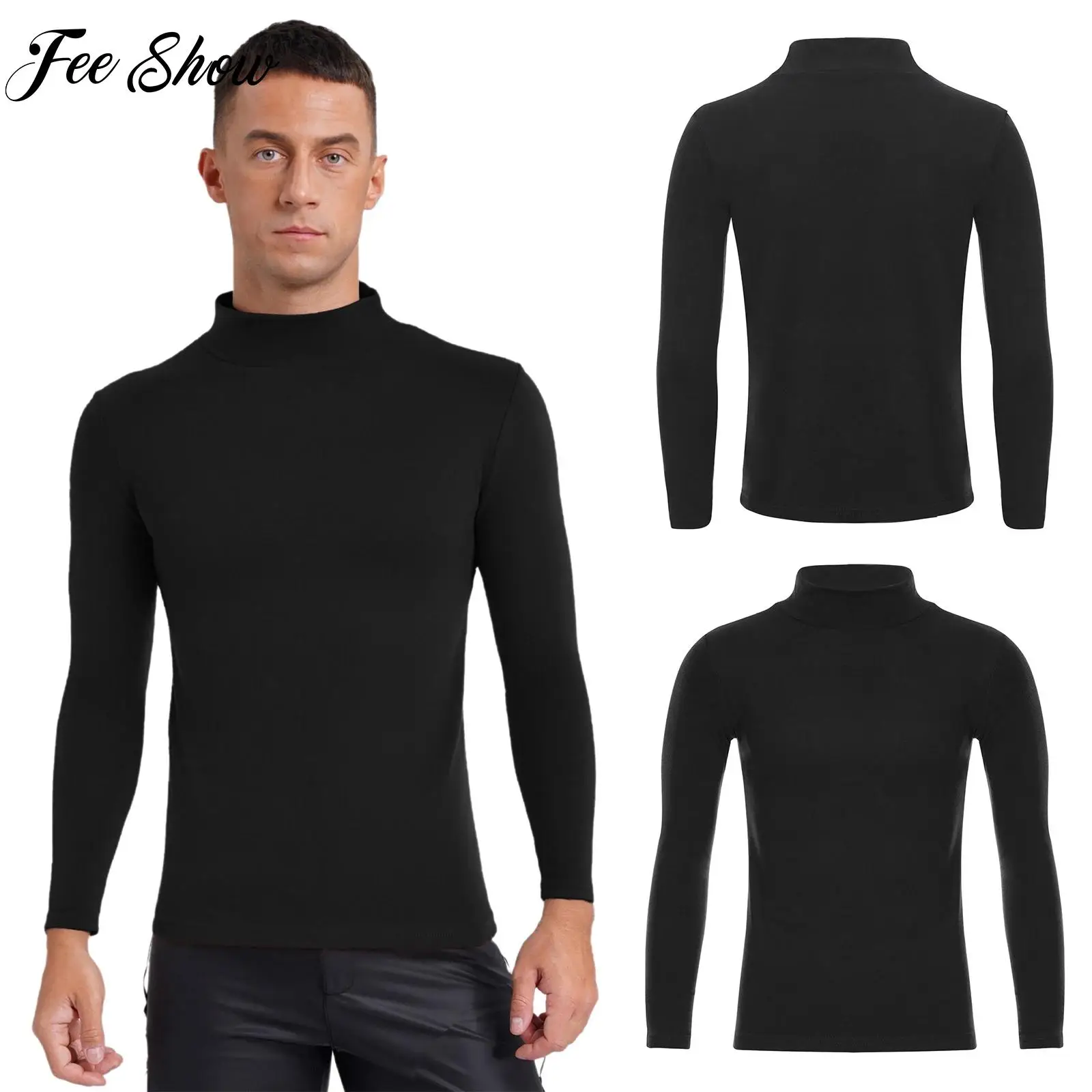 

Mens Cycling Sports Fleece Thermal Tops Bottoming Shirt Underwear Long Sleeve Pullover Top Adults Gym Workout Fitness Sportswear