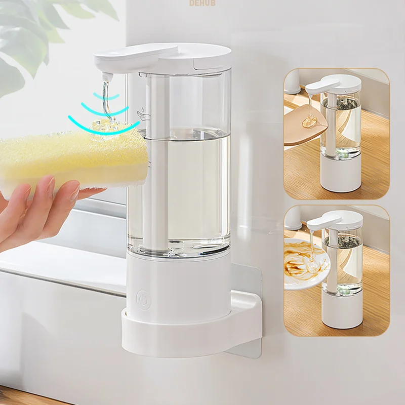 Kitchen 500ml Automatic Liquid Soap Dispenser USB Rechargeable Touchless Hand High Capacity Detergent  Bathroom Dispenser