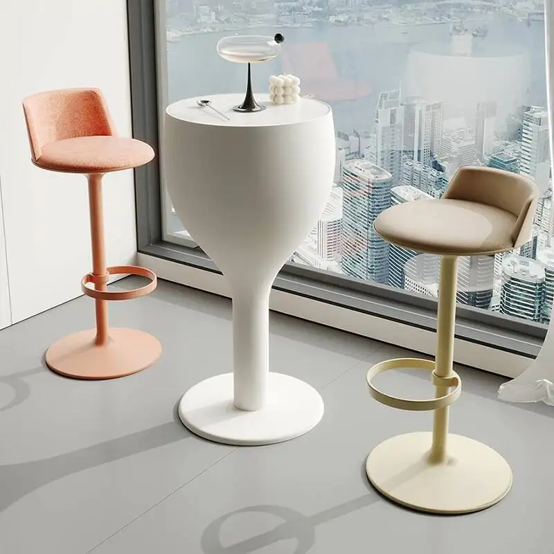 

White Round Minimalist Bar Dining Table High Design Reception Bar Counter Table Paris Storage Tavolo Pranzo Lounge Furniture
