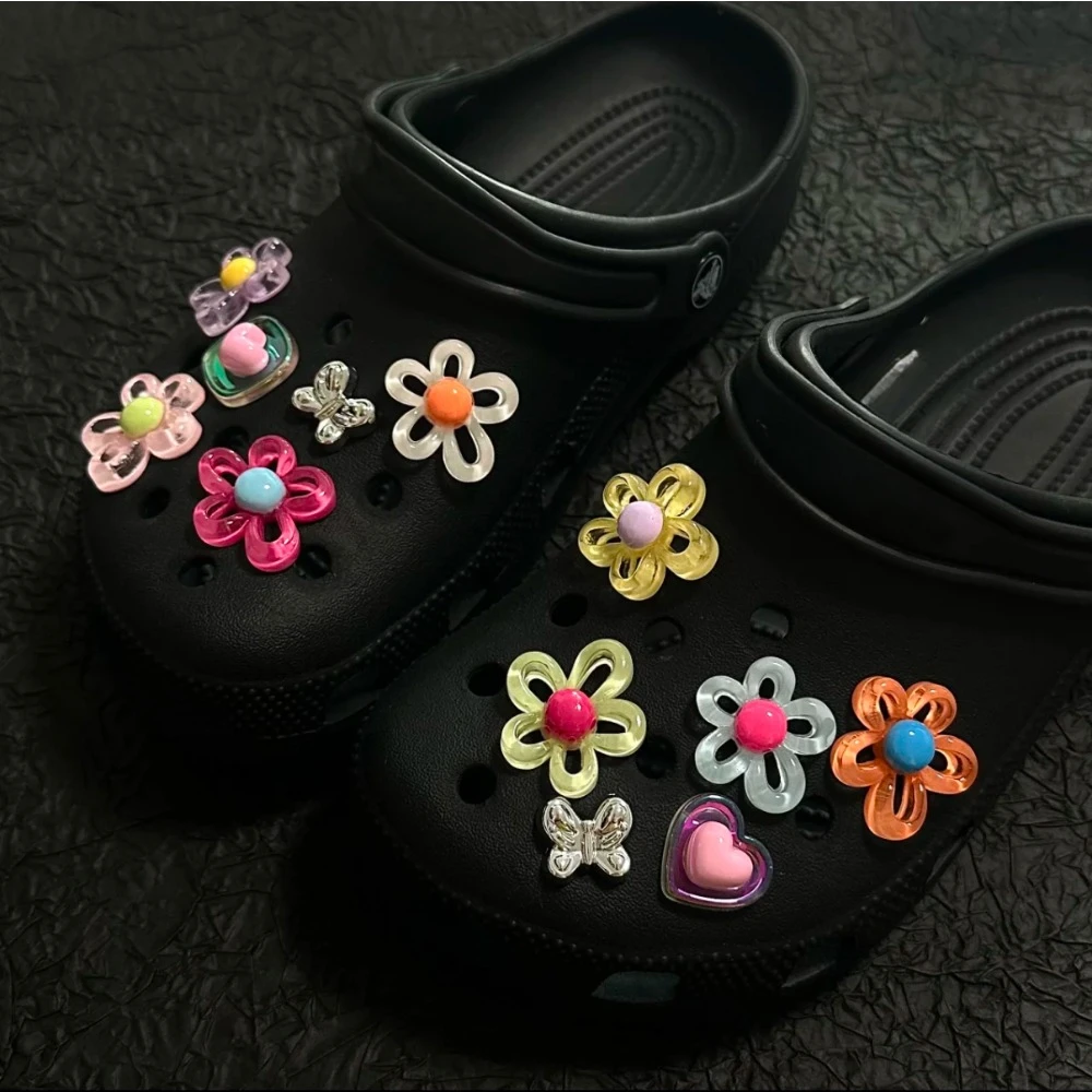 12Pcs Shoes Charms Removable Colorful Flower Shoes Accessories for Girls Summer Shoes DIY Gift image 5