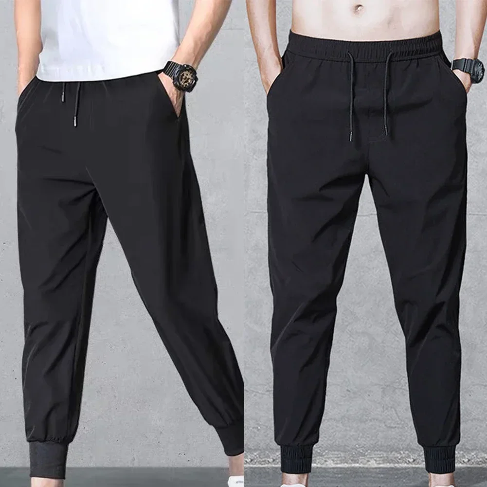 Moda hombre pantalones con cordón de secado rápido verano deportes Jogger Cargo pantalones de chándal ropa de calle pantalones para hombres ropa