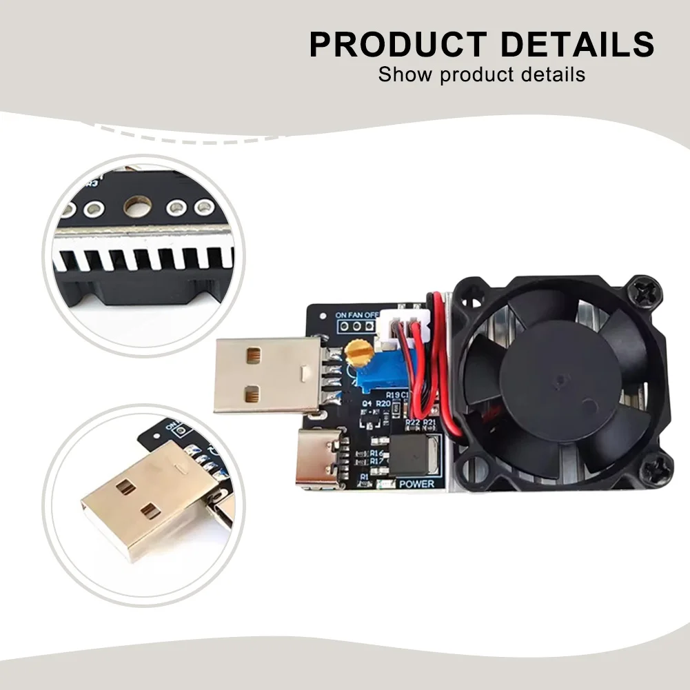 Battery Discharge Device Constant Current Tester Intelligent Fan Regulation Dual Interface Discharge Module 30mm Wide