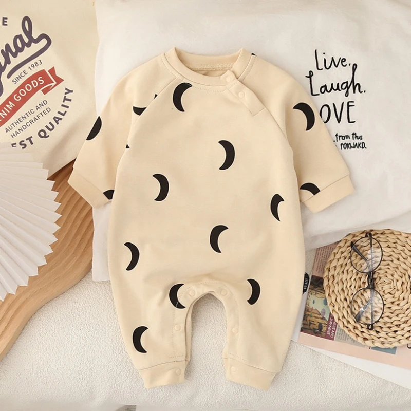 Spring And Autumn Baby Rompers Moon Cotton Soft Snap Button Infant Babies Clothes Toddler Bodysuit For Newborns Ircomll 2 pcs