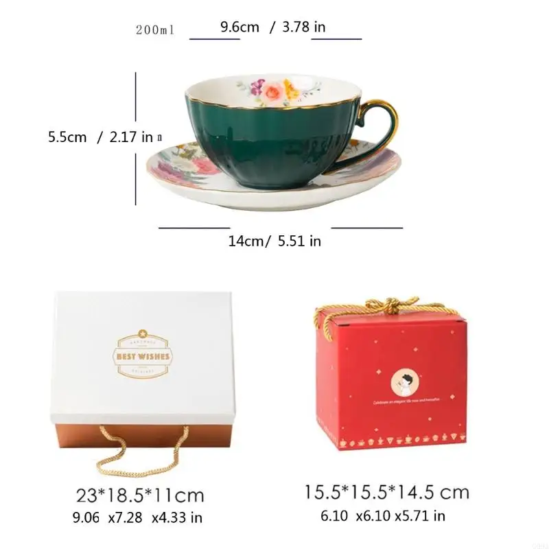G99A Luxurious Ceramic Coffee Cup Set European Light Luxurious Ceramic Cup & Saucer Set for Breakfast and Teas Time