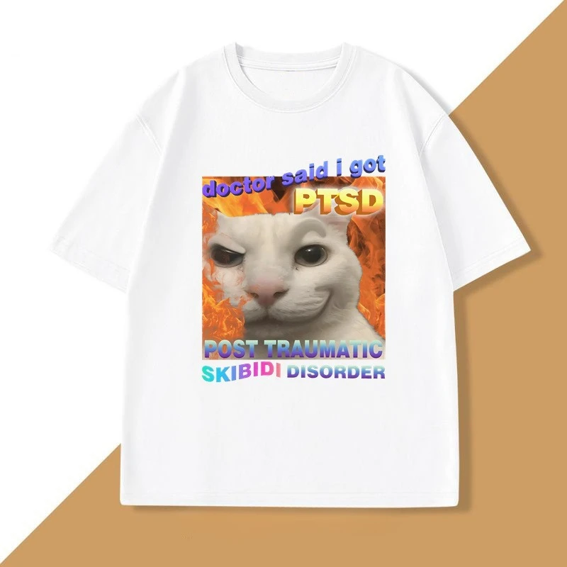 Skibidi Disorder Funny Cat Meme T Shirt Women Men Silly Cats T-shirt Ugly Stupid Tshirt Gifts for Cat Lovers Streetwear Clothes