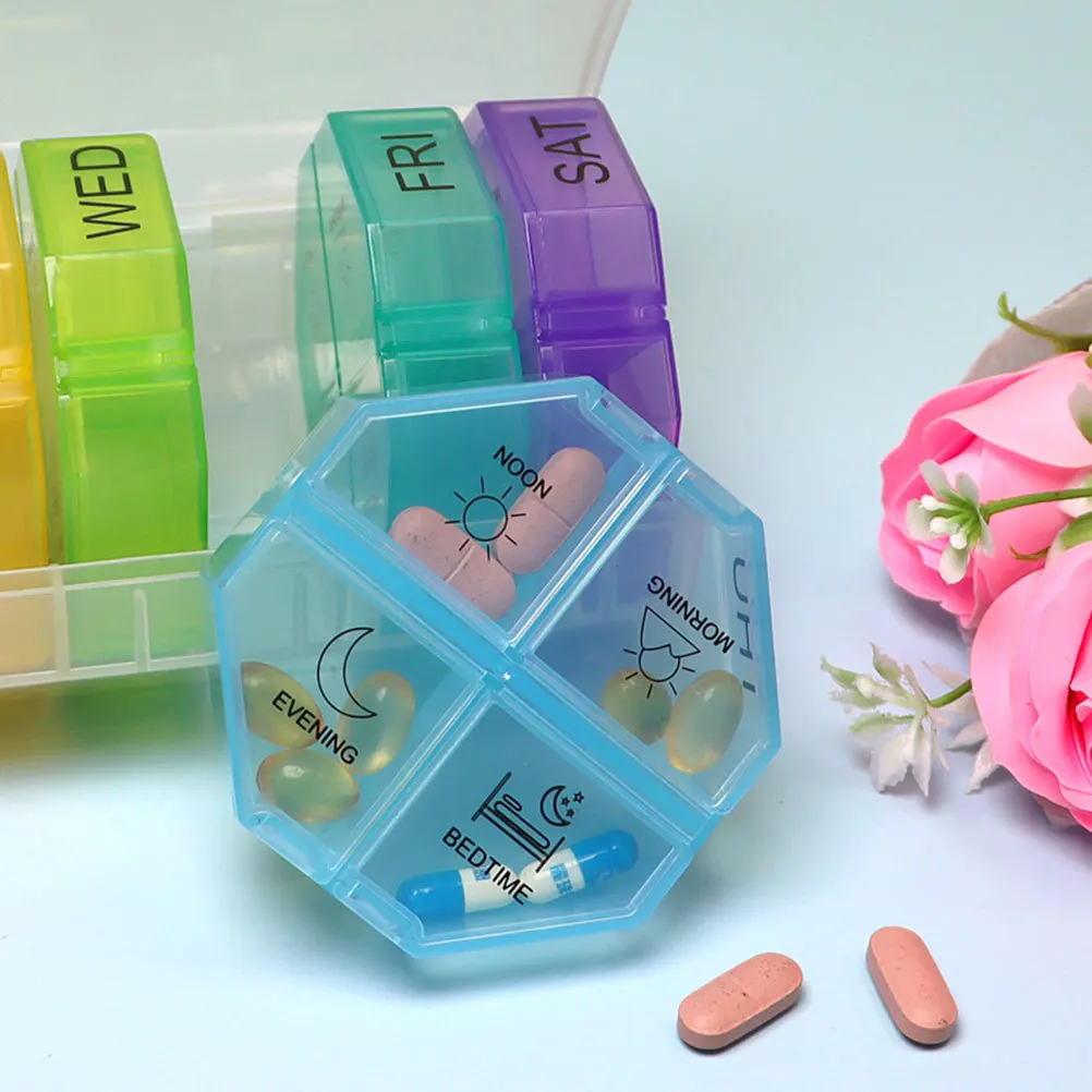 

1 комплект, 1 комплект, портативный органайзер для лекарств, 28 отделений, 7-дневный еженедельный дозатор таблеток, легкий дорожный футляр для пожилых людей на открытом воздухе