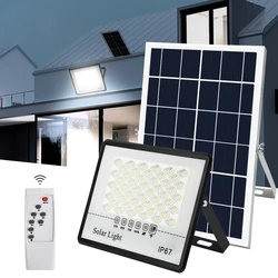 Outdoor Solar Flood Light Patio Light Garage Light with Remote Control Indicator Light IP67 For Outdoor Patio Garden Billboards