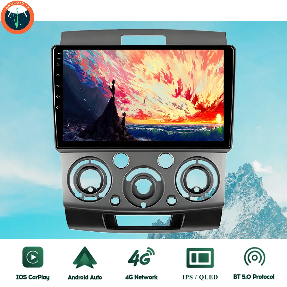 8G+128G Android 14 Car Radio Audio Video A/V Multimedia Player GPS Navigation HU For Mazda BT50 Ford Ranger 2006 - 2012 Carplay