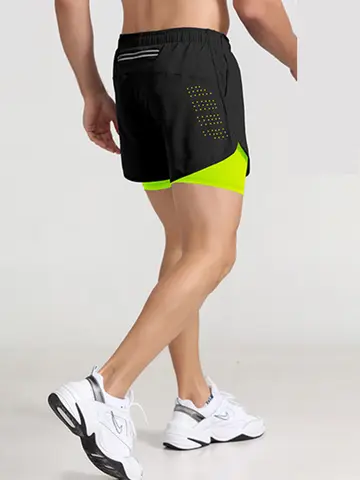 Men's Running Shorts Quick-drying Fitness Black Double Layer Shorts Men New Sport Workout Training Bodybuilding Short Pants