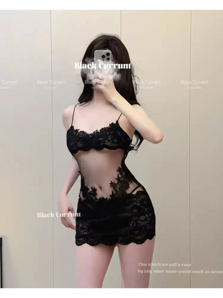 Sexy damesstijl pure mesh kant patchwork riem mini-jurk heet meisje jurk rugloze diepe v bretels mouwloos charmant 4L5J