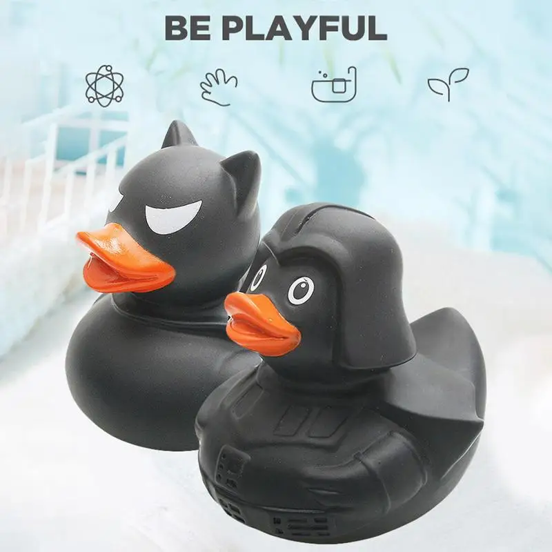 

Black Rubber Duck Funny Mini Ducks Kids Bath Toys Halloween Ducks Bath Tub Pool Toys for Birthday Showers Supplies