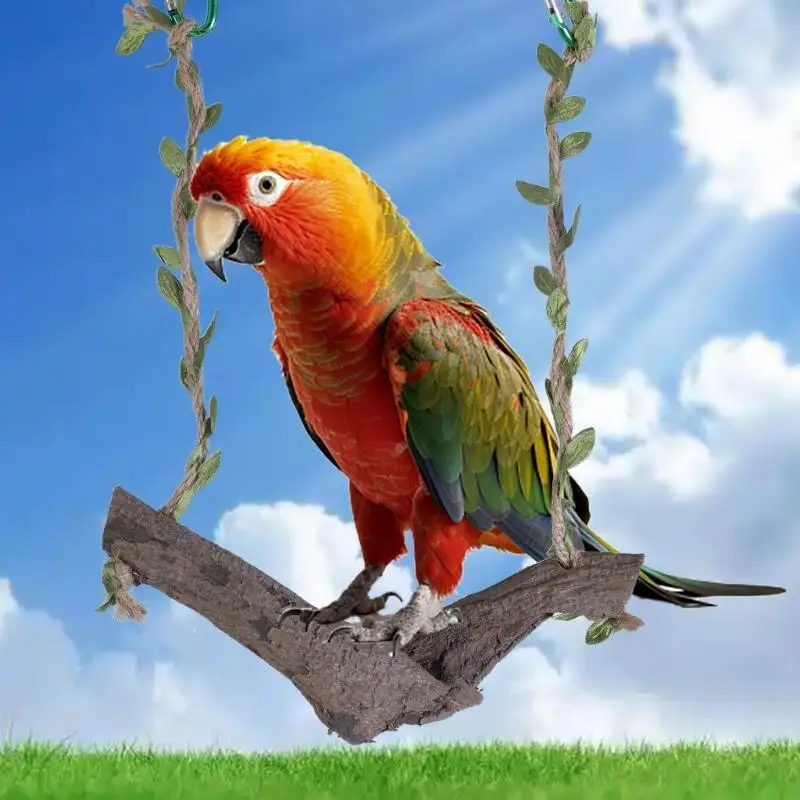 R1WB gà swing gà chơi đồ chơi cá rô gỗ đứng chim nhai đồ chơi cho chim con vẹt huấn luyện giá đỡ