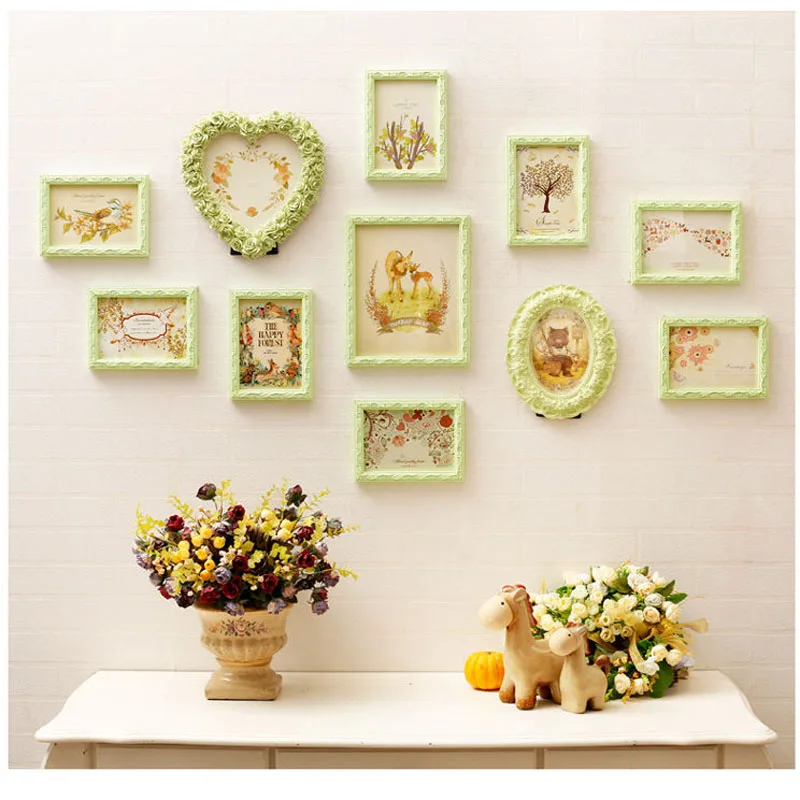 7/10inch Love Wreath Wedding Photo Wall European Style Wall Hang Painting Sofa Background Wall Creative Photo Frame Combination