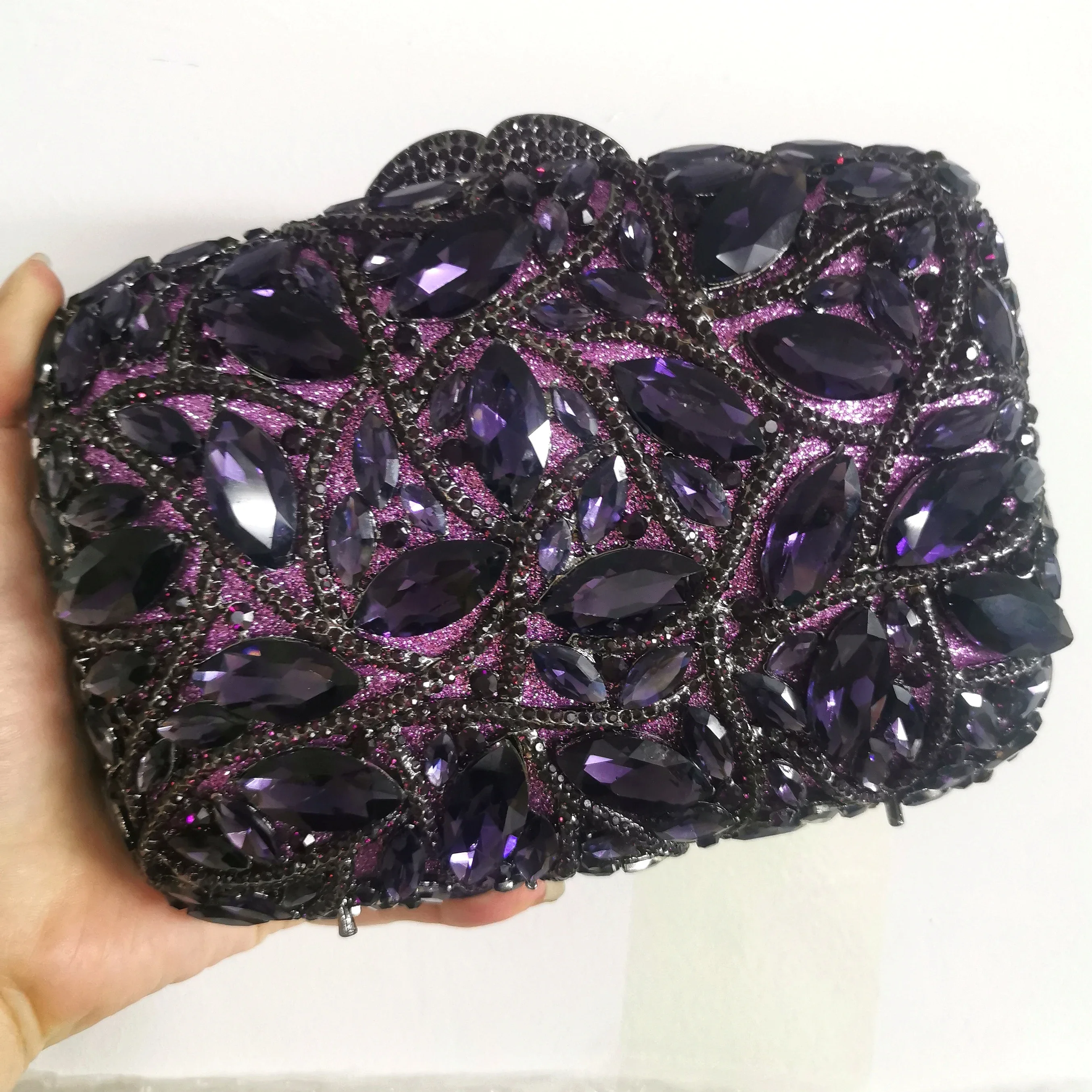 

Women Colorful Crystal Evening Bags Clutch Bag Purses Hand-Made Diamond Minaudiere Bag Wedding Party Handbags Clutches Bags Box