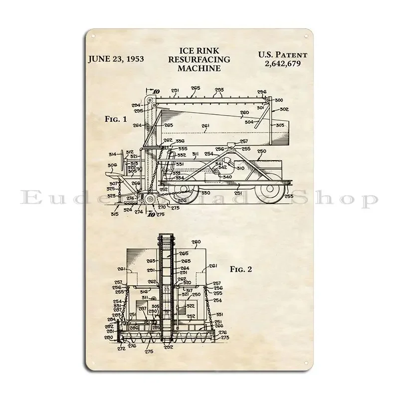 Zamboni 01 Vintage Hockey Skates Metal Plaque Rusty Pub Party Club Personalized Cinema Tin Sign Poster