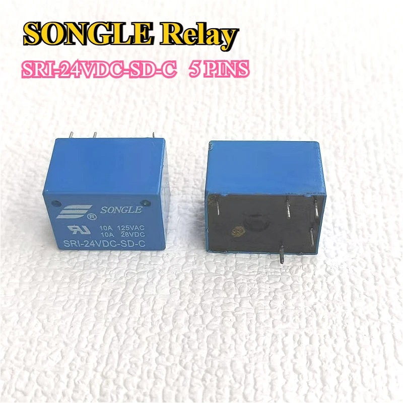 Uniteelec-Songle T73 Small Relay  SRI-24VDC-SD-C 5Pins