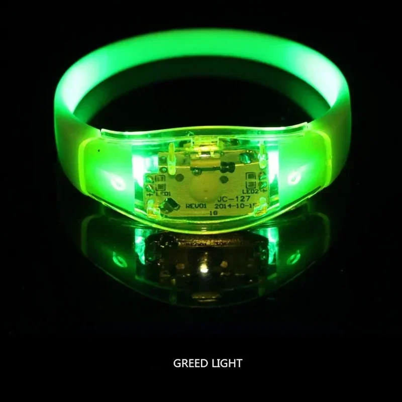 Adult Children Silicone Activated Sound Controlled Light Up Bracelet Glow Bangle Wristband  Party Bar Club Gift Wedding Festival