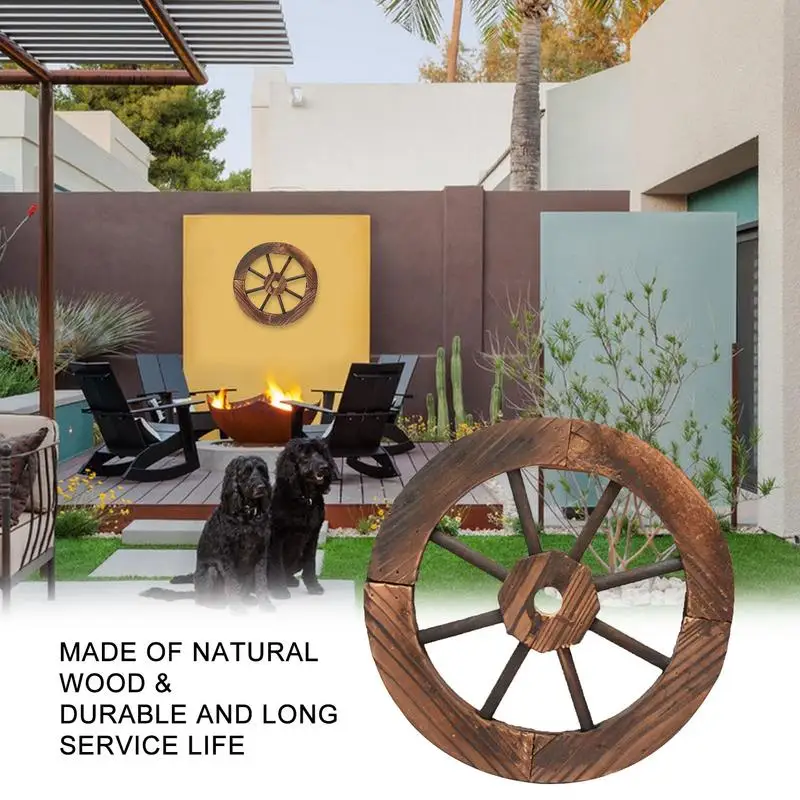 Wooden Wagons Wheels Outdoor Nautical Vintage Old Gardens Ornament 3D Decorative Decoration Durable Woody Wheel For Decors