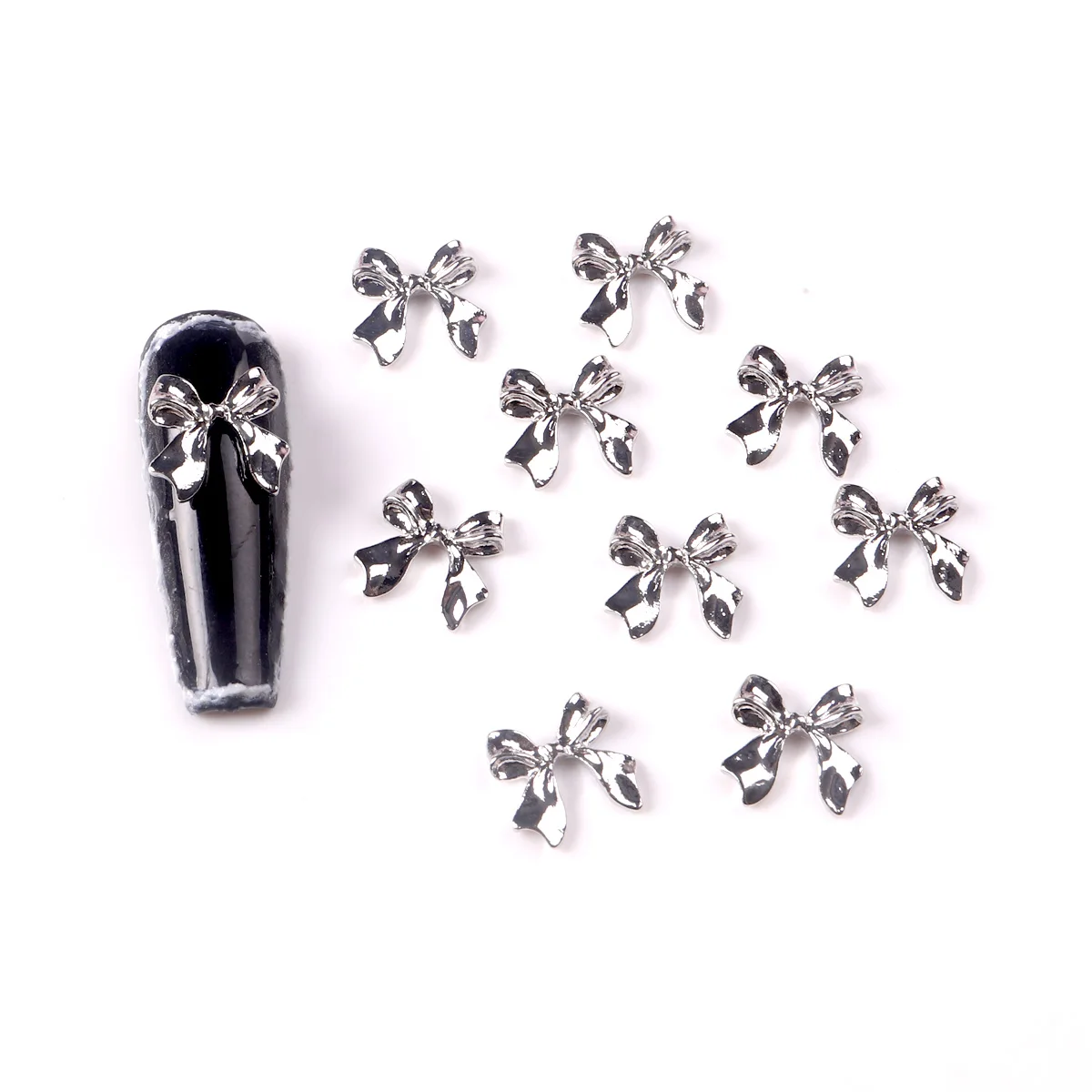 10 Stks/set Goud Zilveren Strikken Manicure Accessoires Nail Steentjes Nail Art Sieraden Strik Nagel Decoraties 3d Nail Art Boren