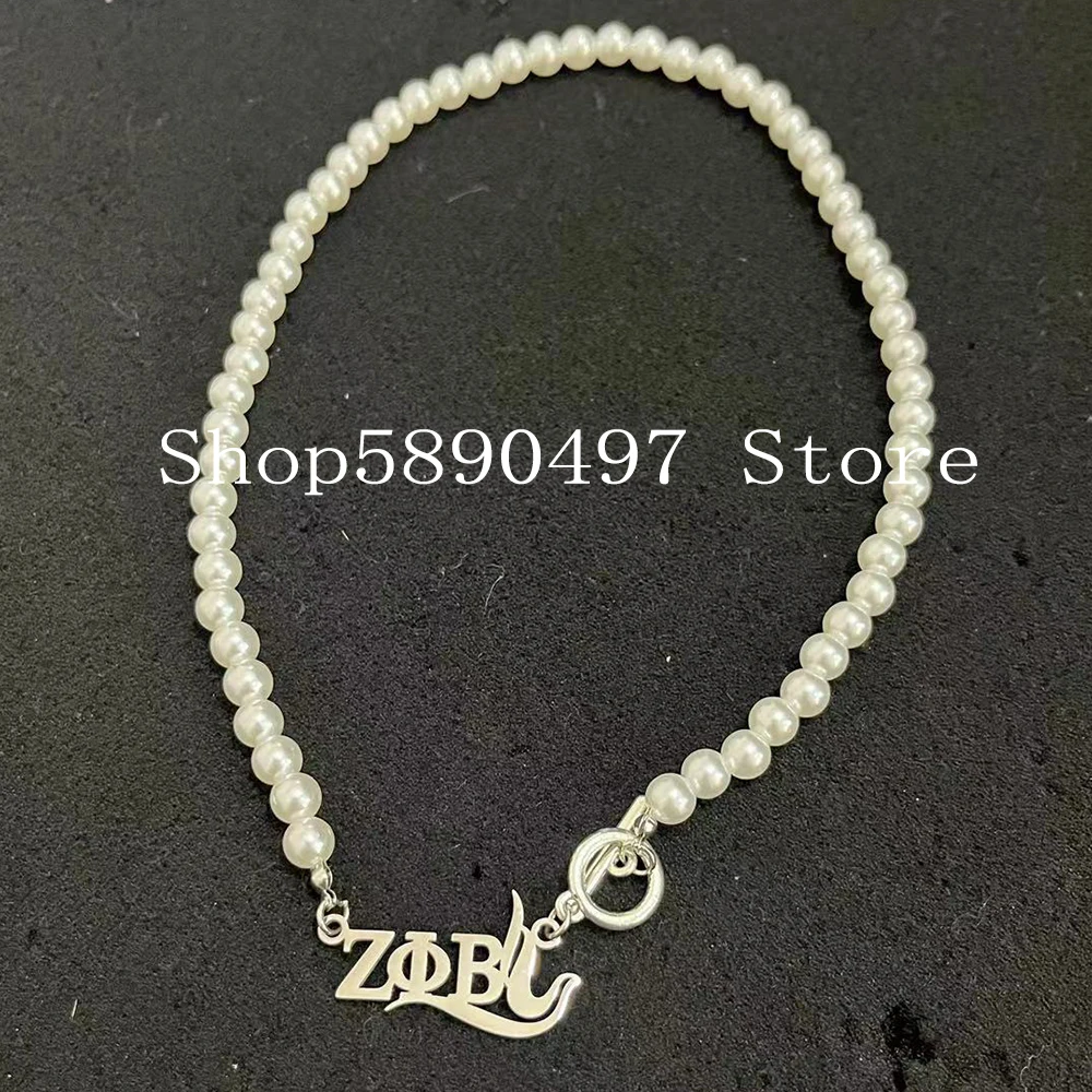 Zeta Phi Beta letter Dove Pendant pearl necklace