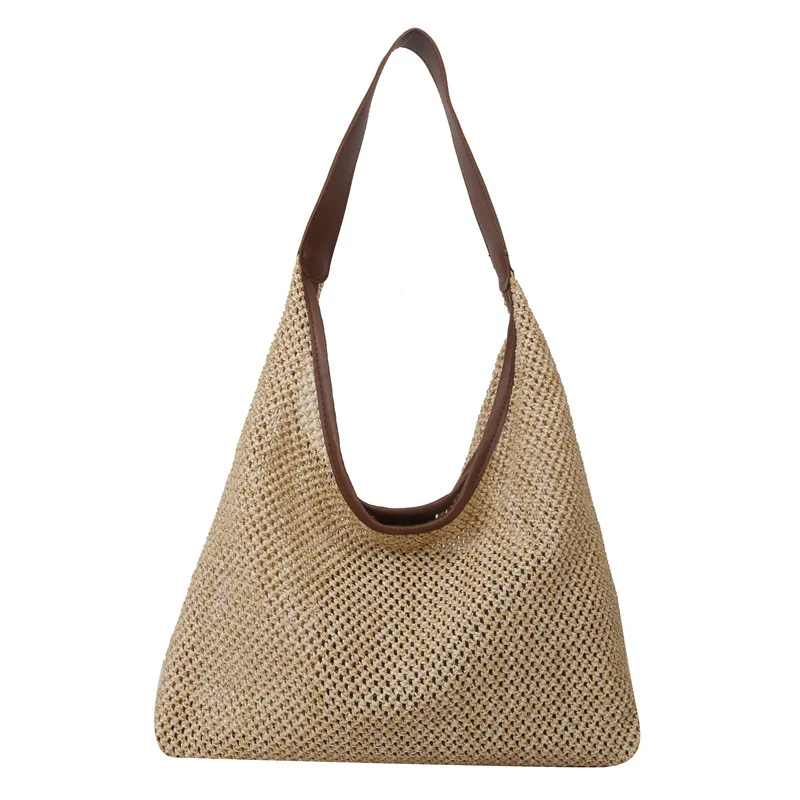 Summer Fashion Ladies Handheld Woven Bag Chic Single Shoulder Small Bag Beach Travel Beach Grass Woven Bag Fresh Sweet Style