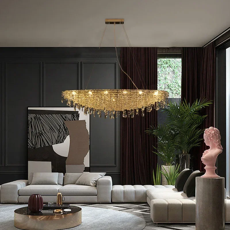 غرفة المعيشة الإبداعية فيلا الفن ضوء غرفة الشاي الفاخرة الثريا الكريستال #3