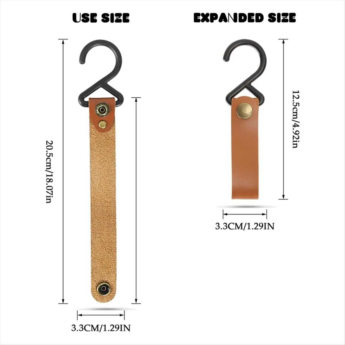 *A02R 8 Pcs Leather S-Hooks Leather Hook,S-Hooks S Shaped Hooks Coat Hook for Hanging, Camping Hook Hanger Hooks (Brown)