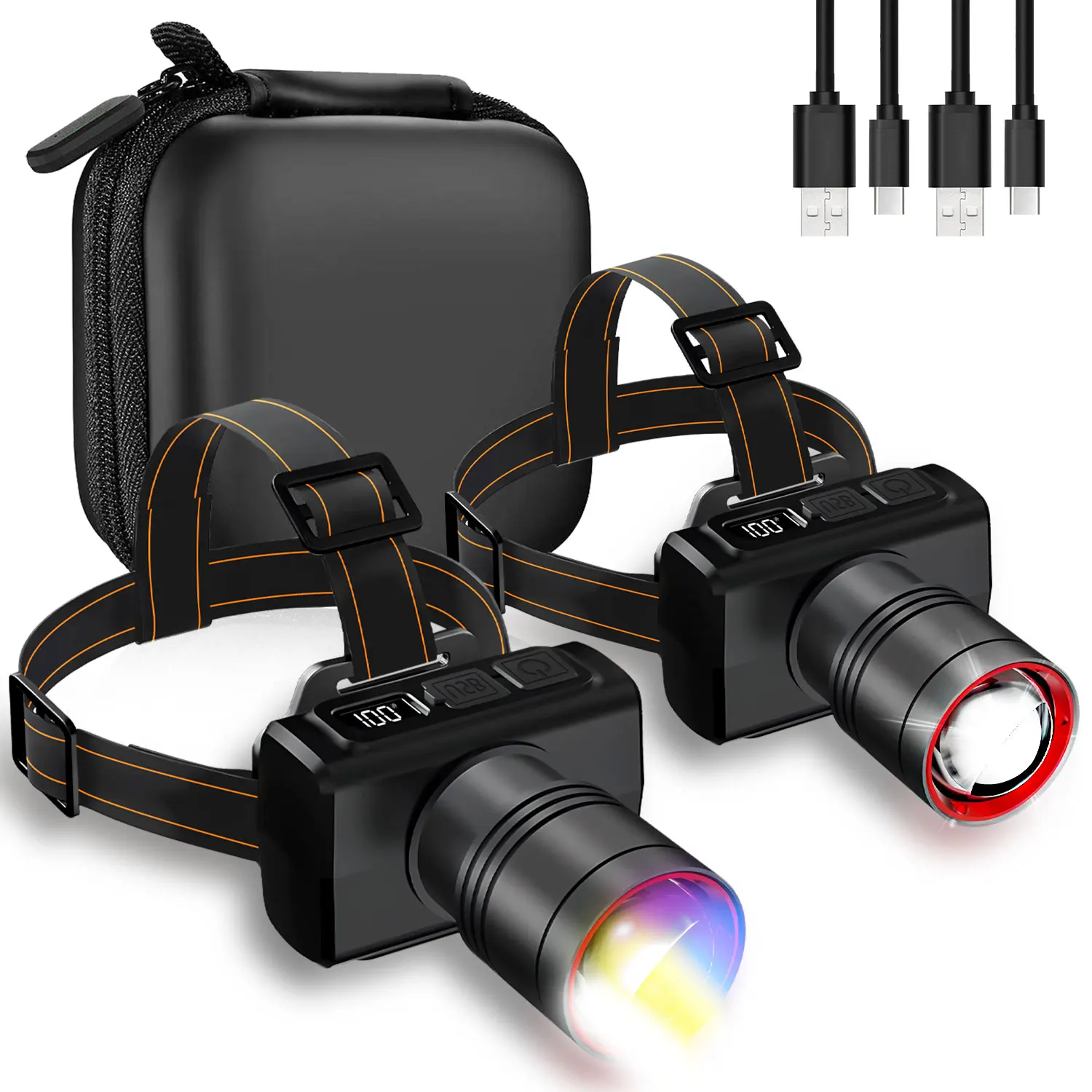 USB Rechargeable Headlamp Super Bright Head Light Motion Sensor Front Led Head Flashlight Waterproof Outdoor Camping  Flashing