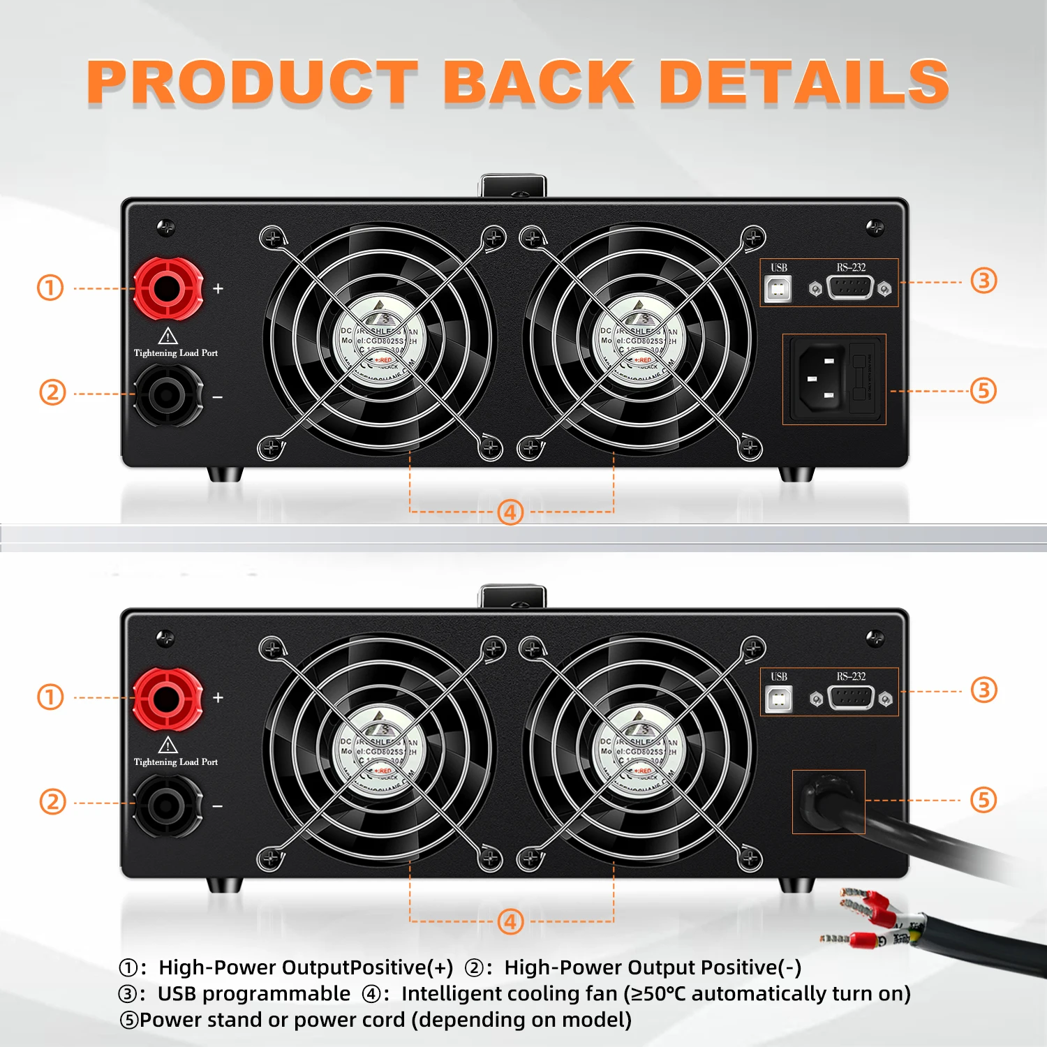 KUAIQU High Power 1200W-3000W Bench Power Supply Adjustable 60V 50A,300V 200V OCP OVP Function,For Electroplating/Electrolysis
