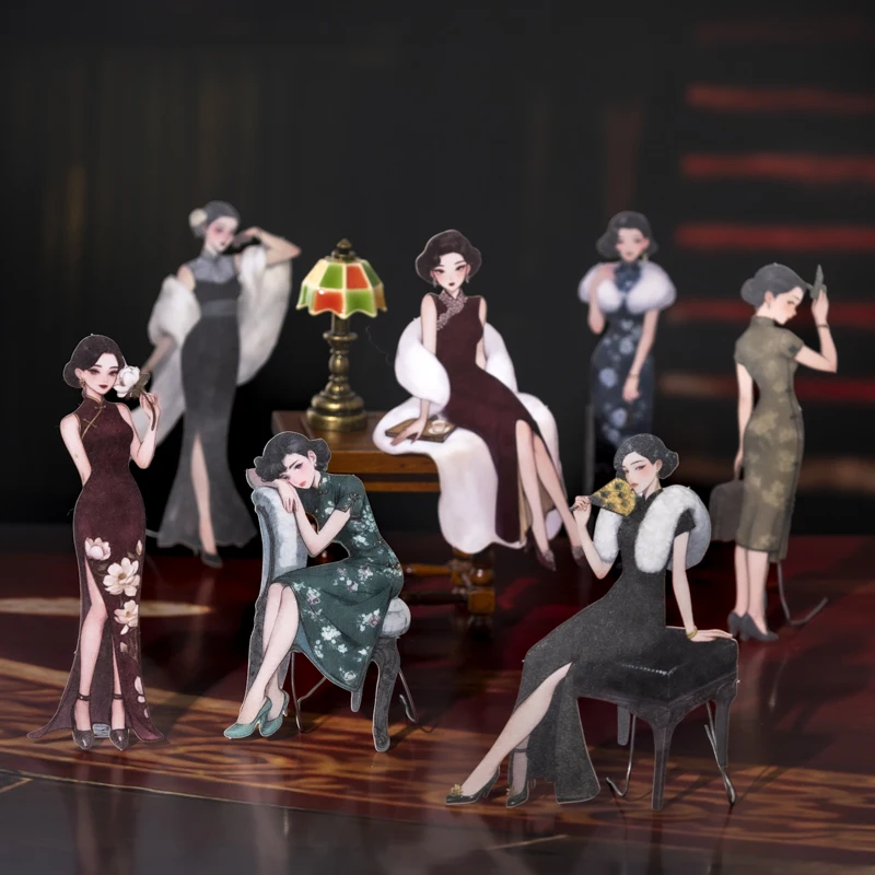 

20 шт. винтажные наклейки Cheongsam для девочек, сделай сам, дневник, альбом, скрапбук, креативный коллаж, мусорный журнал, эстетические принадлежности