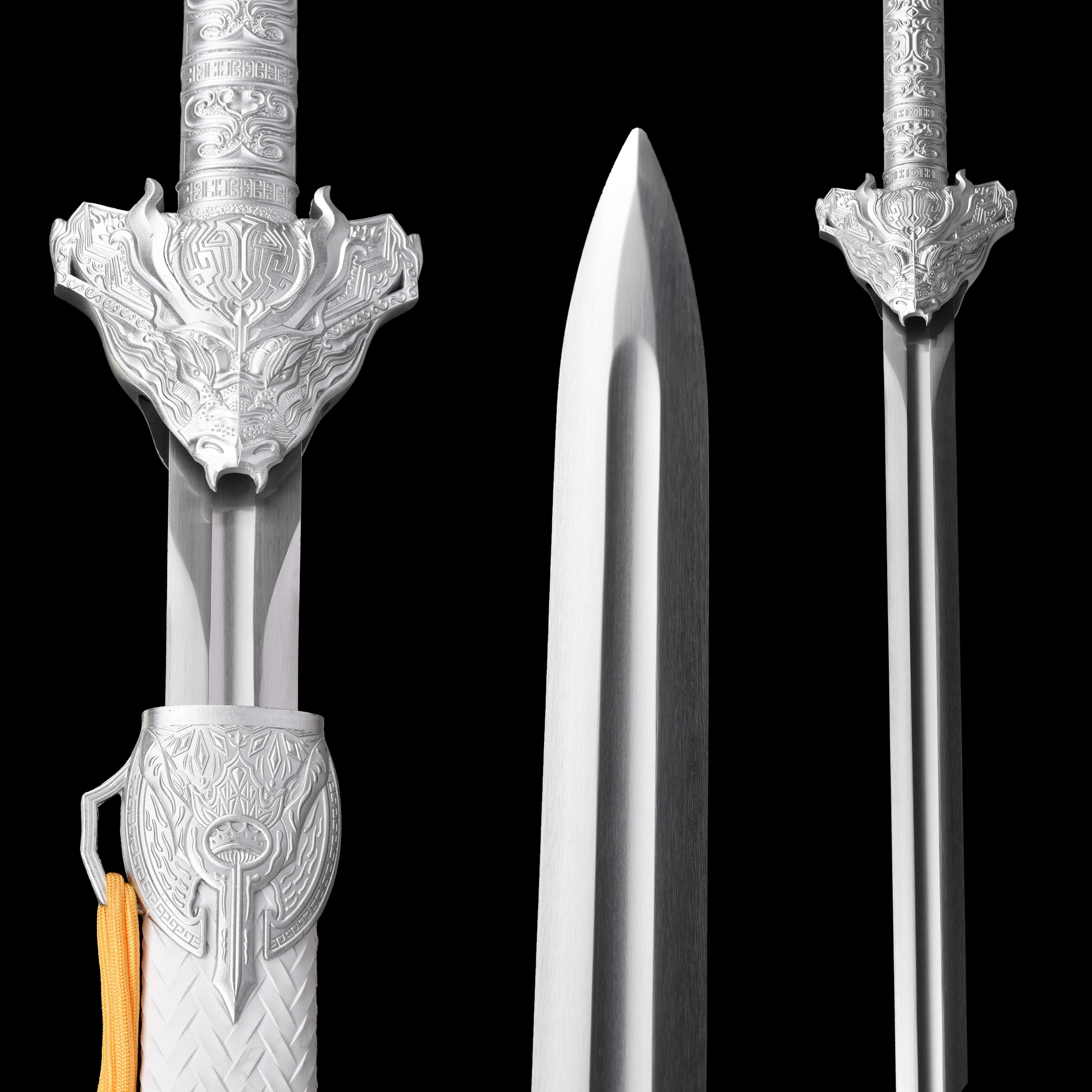 

107cm Medieval python Silver Moon Sword katana steel Battle Preparation Sharp full tang Training weapon